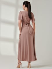 Jolie Moi Pink Angel Sleeve Super Smooth Jersey Maxi Dress - Image 2 of 6