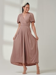 Jolie Moi Pink Angel Sleeve Super Smooth Jersey Maxi Dress - Image 4 of 6