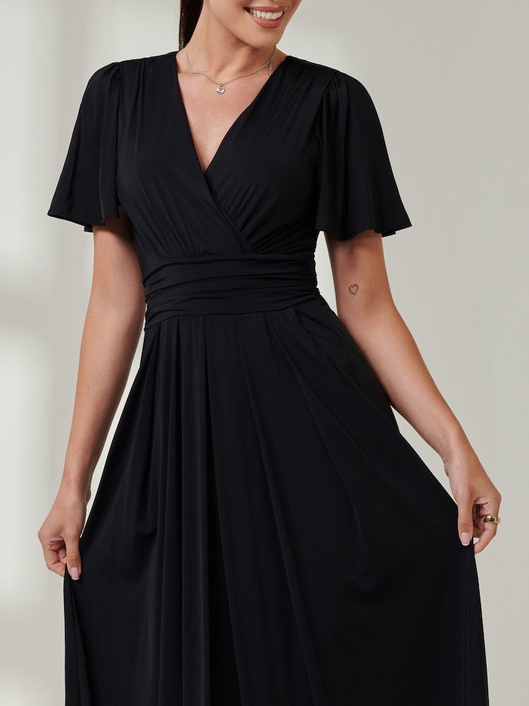 Чорний - Jolie Moi Angel Sleeve Super Smooth Jersey сукня максі - Image 3 of 6