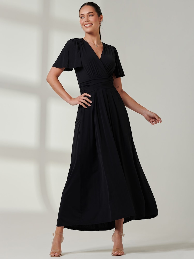 Чорний - Jolie Moi Angel Sleeve Super Smooth Jersey сукня максі - Image 5 of 6
