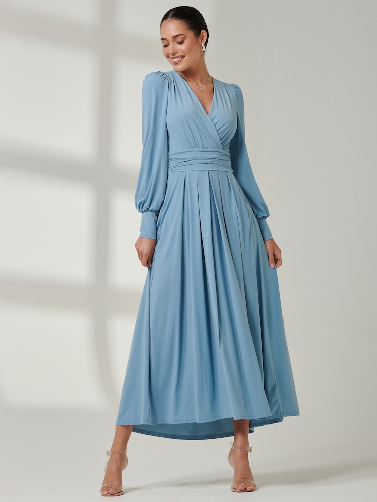 Blau - Jolie Moi – Maxikleid aus superglattem Jersey mit Wickeloberteil - Bild 1 von 6 Blau - Jolie Moi – Maxikleid aus superglattem Jersey mit Wickeloberteil - Bild 1 von 6