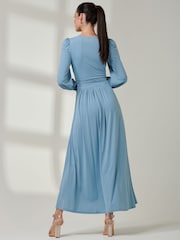 Синий - Jolie Moi Лиф для обертывания из супергладкого джерси платье макси - Image 2 of 6