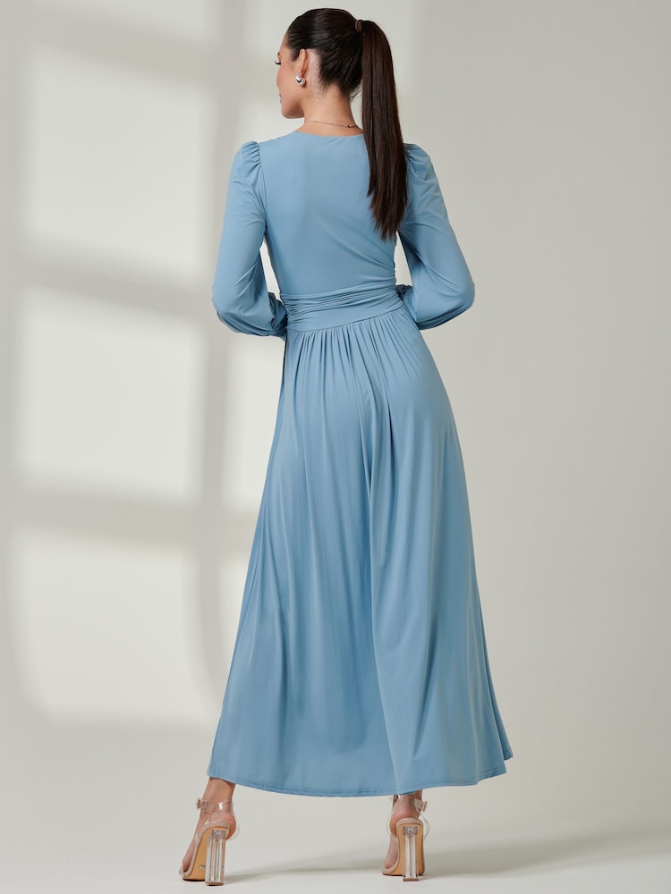 Blau - Jolie Moi – Maxikleid aus superglattem Jersey mit Wickeloberteil - Bild 2 von 6 Blau - Jolie Moi – Maxikleid aus superglattem Jersey mit Wickeloberteil - Bild 2 von 6
