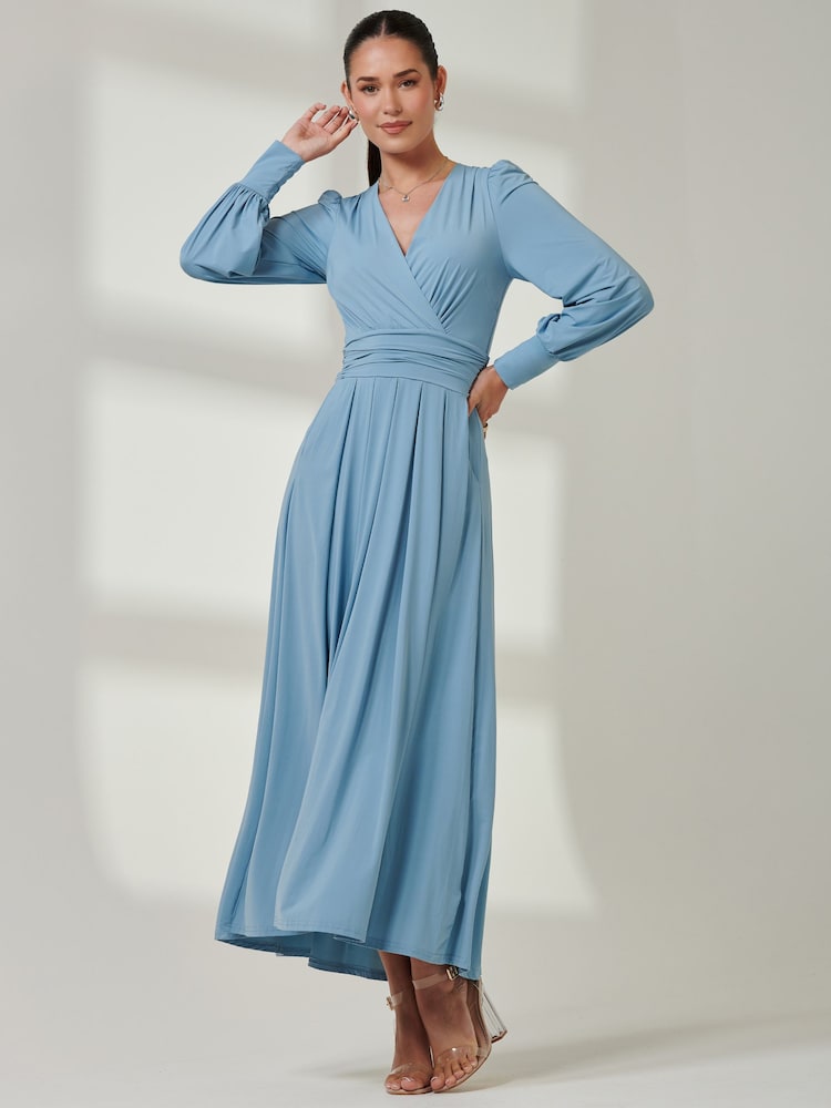 Blau - Jolie Moi – Maxikleid aus superglattem Jersey mit Wickeloberteil - Bild 6 von 6 Blau - Jolie Moi – Maxikleid aus superglattem Jersey mit Wickeloberteil - Bild 6 von 6
