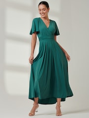 Jolie Moi Mid Blue Angel Sleeve Super Smooth Jersey Maxi Dress - Image 1 of 6