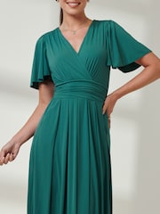 Jolie Moi Mid Blue Angel Sleeve Super Smooth Jersey Maxi Dress - Image 3 of 6