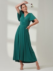 Jolie Moi Mid Blue Angel Sleeve Super Smooth Jersey Maxi Dress - Image 4 of 6
