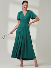 Jolie Moi Mid Blue Angel Sleeve Super Smooth Jersey Maxi Dress - Image 5 of 6