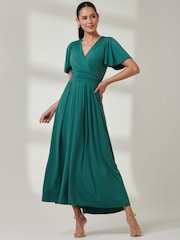Jolie Moi Mid Blue Angel Sleeve Super Smooth Jersey Maxi Dress - Image 6 of 6