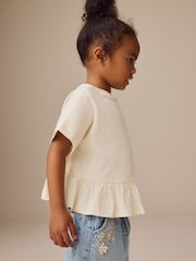 White 100% Cotton Short Sleeve Peplum T-Shirt (3mths-7yrs) - Image 4 of 8