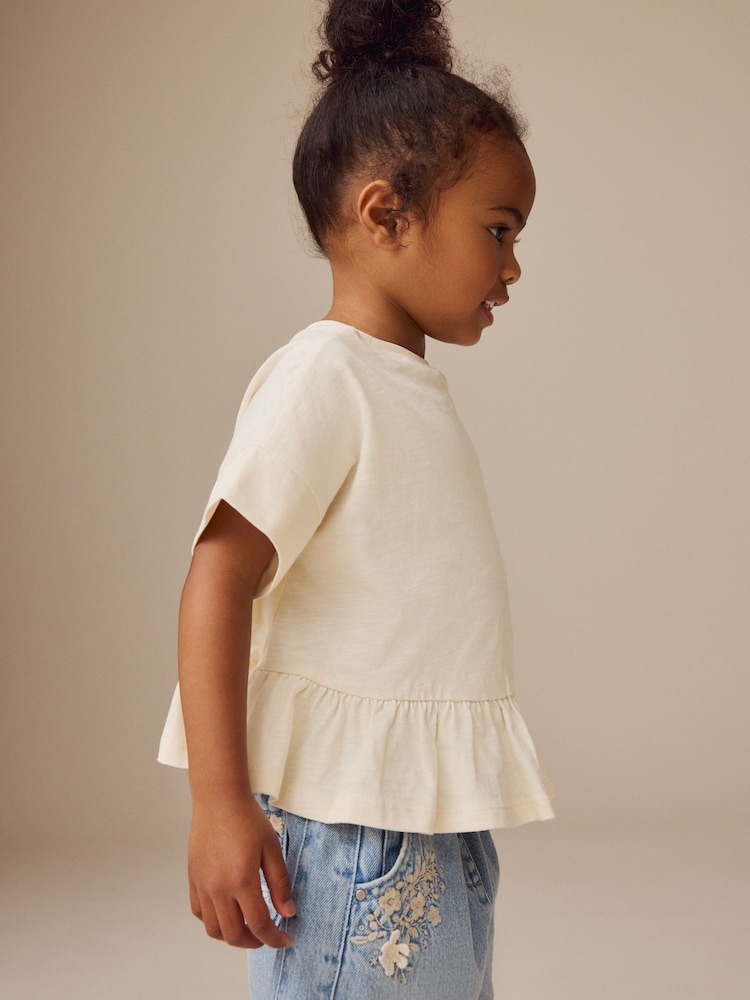 Blanc - T-shirt péplum 100% coton à manches courtes (3mois-7ans) - Image 4 of 8