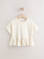 White 100% Cotton Short Sleeve Peplum T-Shirt (3mths-7yrs) - Image 5 of 8