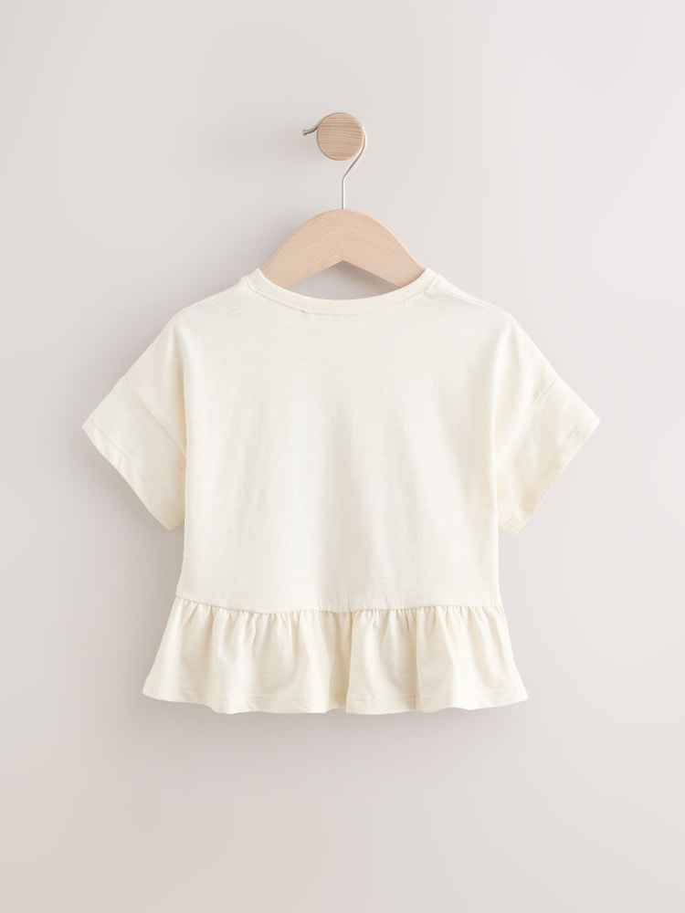 Blanc - T-shirt péplum 100% coton à manches courtes (3mois-7ans) - Image 6 of 8