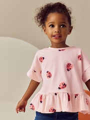 Pink Ladybird 100% Cotton Short Sleeve Peplum T-Shirt (3mths-7yrs) - Image 1 of 8