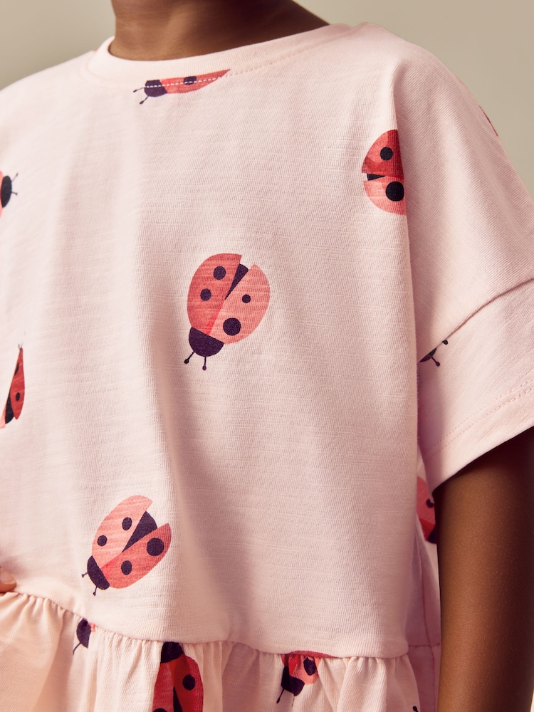 Pink Ladybird 100% Cotton Short Sleeve Peplum T-Shirt (3mths-7yrs) - Image 4 of 8