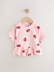 Pink Ladybird 100% Cotton Short Sleeve Peplum T-Shirt (3mths-7yrs) - Image 5 of 8