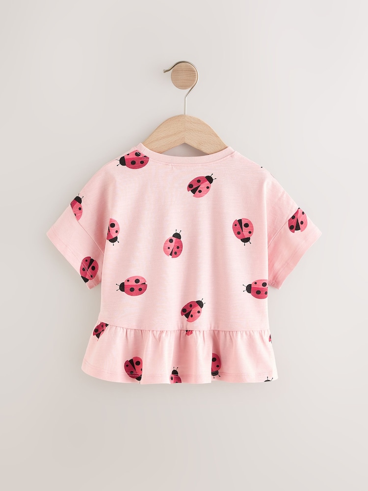 Pink Ladybird 100% Cotton Short Sleeve Peplum T-Shirt (3mths-7yrs) - Image 6 of 8