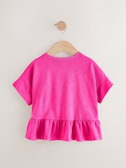 Pink 100% Cotton Short Sleeve Peplum T-Shirt (3mths-7yrs) - Image 5 of 7