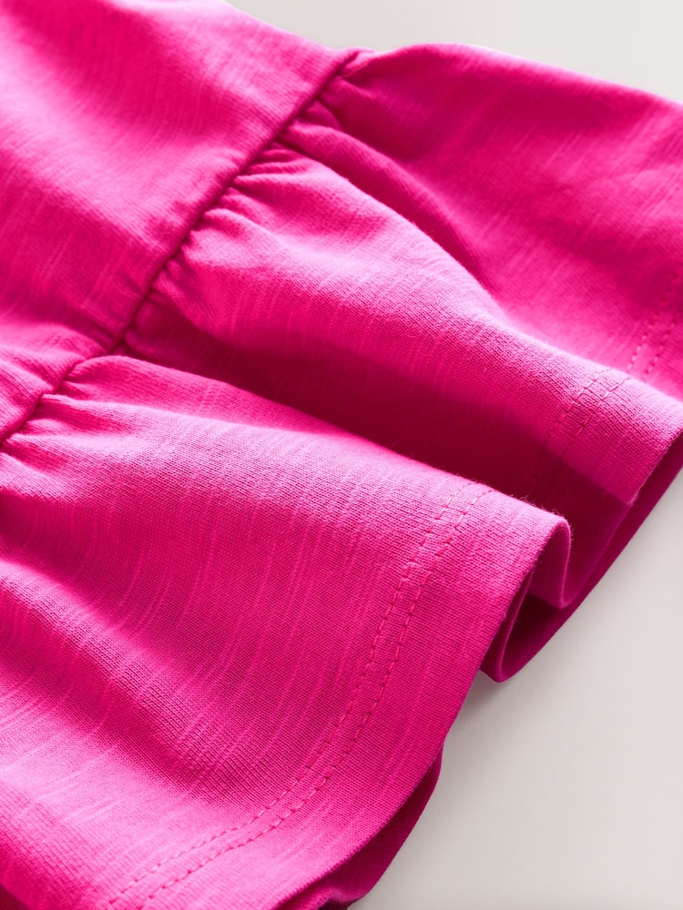Pink 100% Cotton Short Sleeve Peplum T-Shirt (3mths-7yrs) - Image 7 of 7