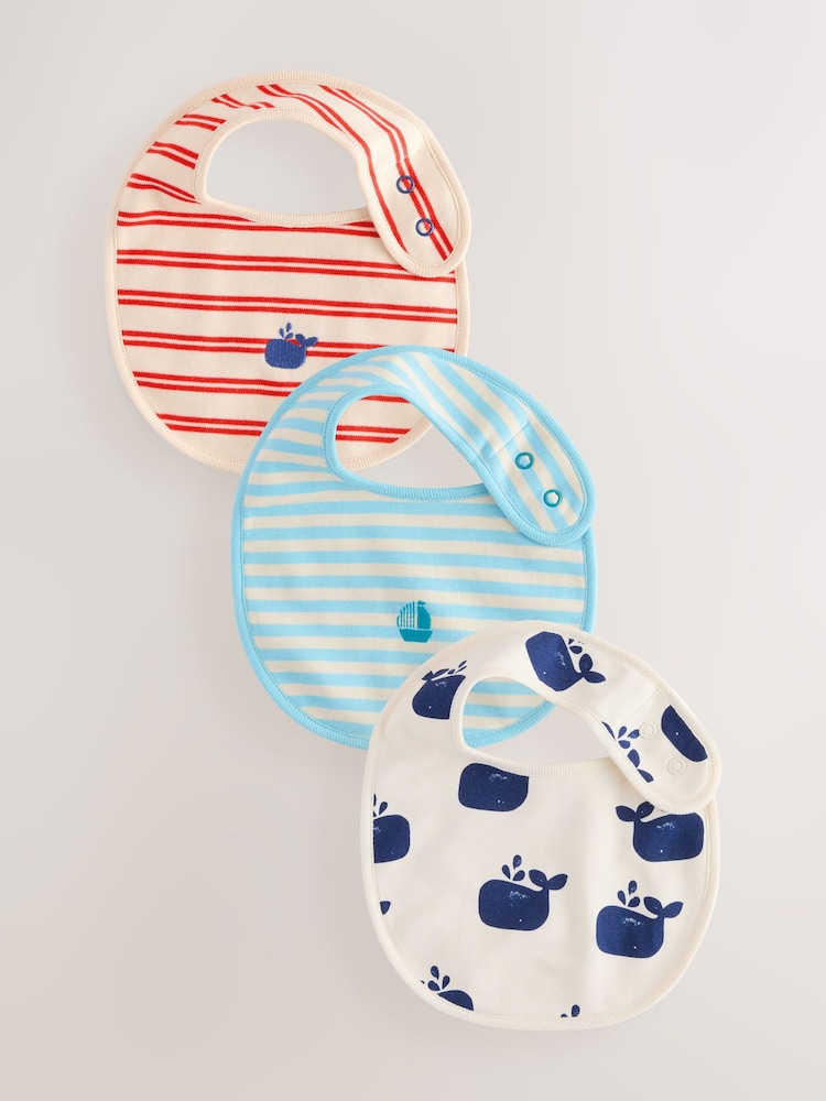 Blue/Red Stripe Nautical Baby Bibs 3 Pack - Image 1 of 6
