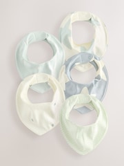 Green Star Print Baby Bibs 5 Pack - Image 1 of 8