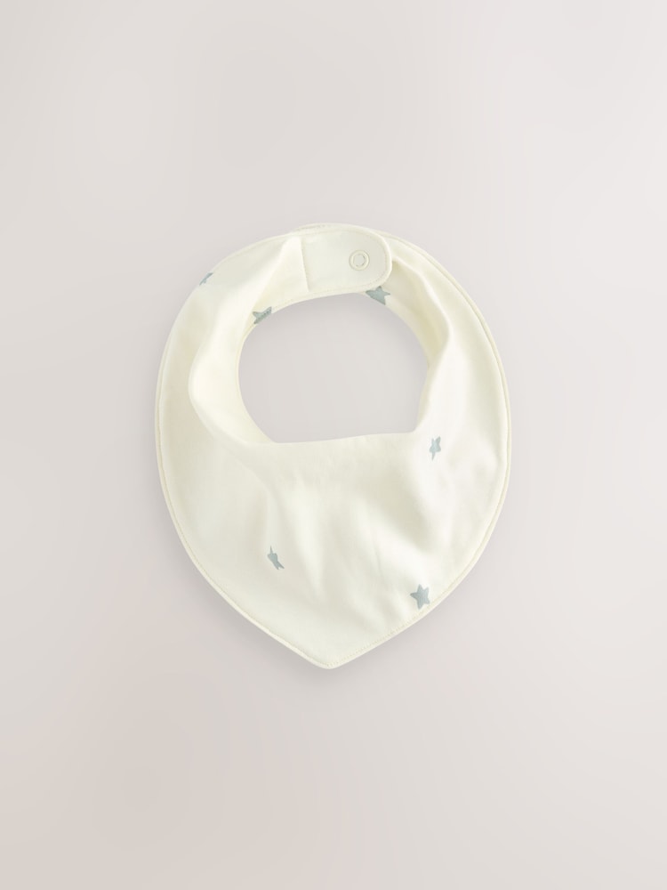Green Star Print 5 Pack Dribble Baby 100% Cotton Bibs - Image 3 of 8