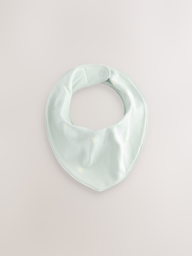 Green Star Print 5 Pack Dribble Baby 100% Cotton Bibs - Image 5 of 8