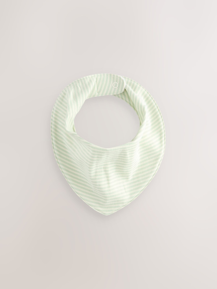 Green Star Print 5 Pack Dribble Baby 100% Cotton Bibs - Image 6 of 8