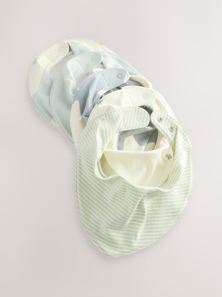 Green Star Print Baby Bibs 5 Pack - Image 8 of 8