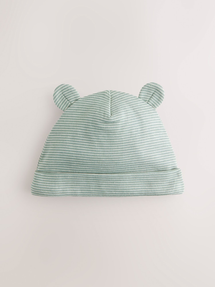 Blue Baby Stripe 100% Cotton Beanies 3 Pack (0-18mths) - Image 4 of 6