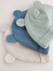 Blau - Beanies mit Streifen für Babys aus 100 % Baumwolle im 3er-Pack (0–18 Monate) - Bild 5 von 6