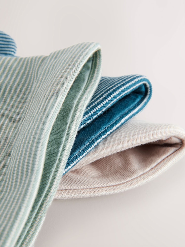 Blau - Beanies mit Streifen für Babys aus 100 % Baumwolle im 3er-Pack (0–18 Monate) - Bild 6 von 6