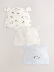 Grey Dinosaur Baby Beanie Hats 3 Pack (0-18mths) - Image 1 of 6