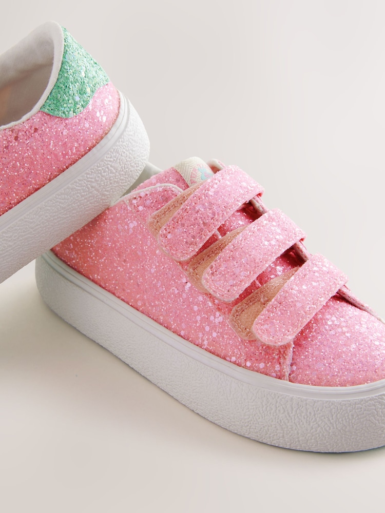 Pink Glitter Standard Fit (F) Touch Fastening Trainers - Image 3 of 5