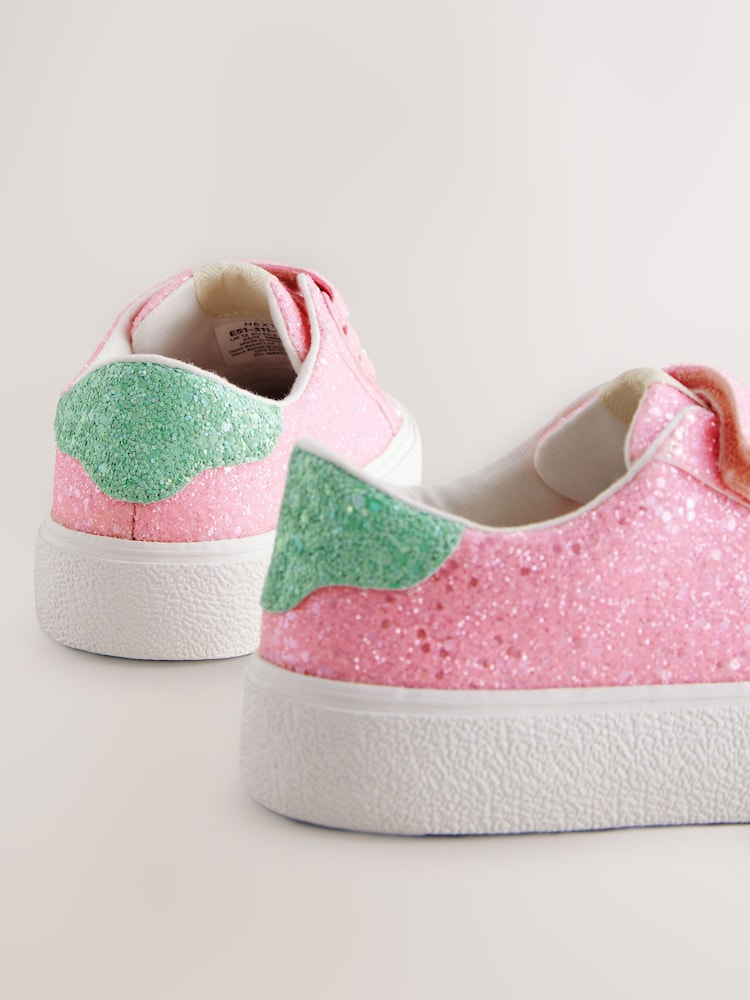Pink Glitter Standard Fit (F) Touch Fastening Trainers - Image 5 of 5