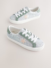 Sage Green/ Silver Lace-Up Trainers - Image 1 of 5