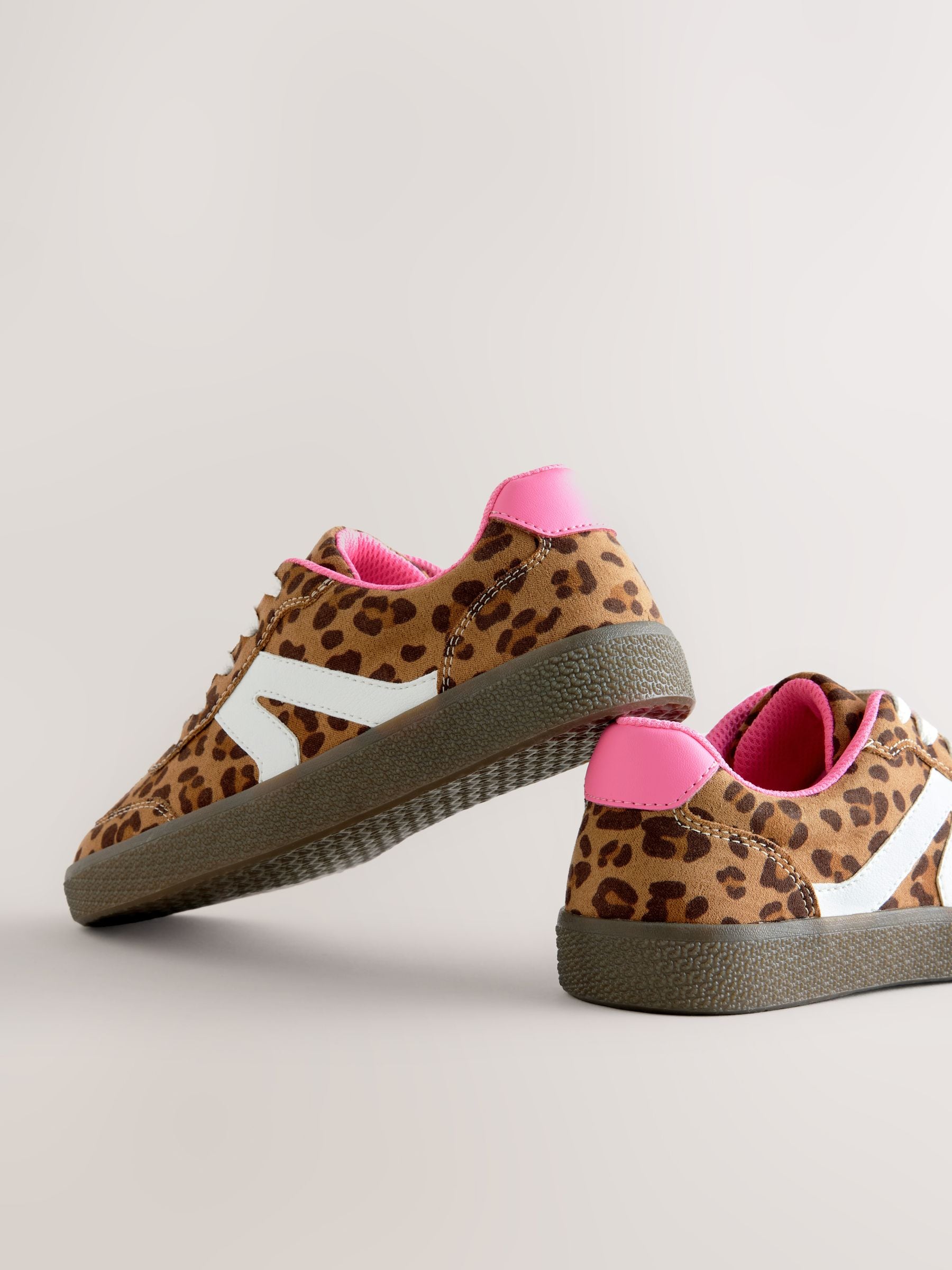 Buy Leopard Print Standard Fit (F) Retro Trainers from Next South