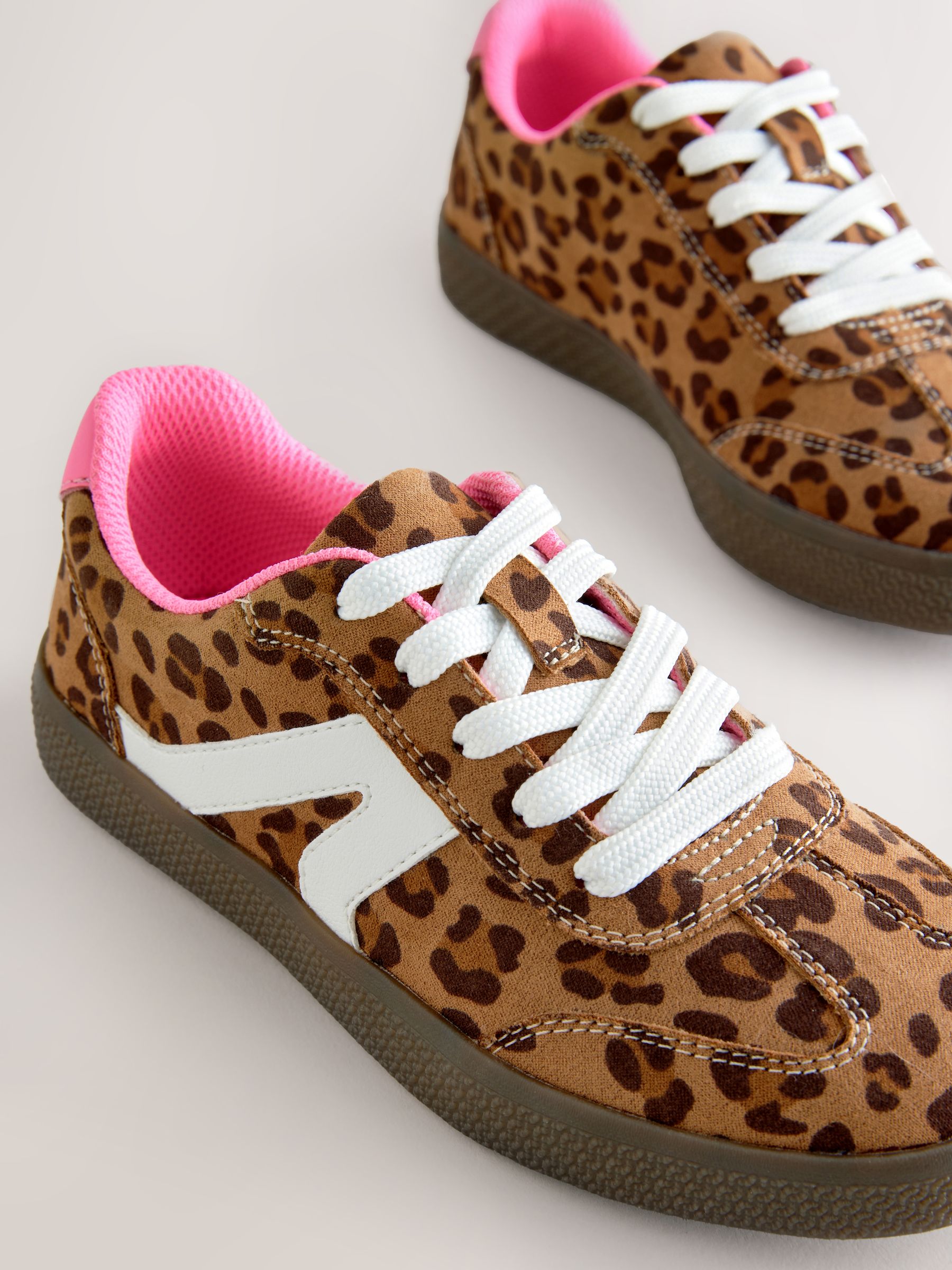 Buy Leopard Print Standard Fit (F) Retro Trainers from Next South