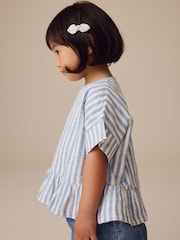 Blue Stripe 100% Cotton Short Sleeve Peplum T-Shirt (3mths-7yrs) - Image 2 of 9