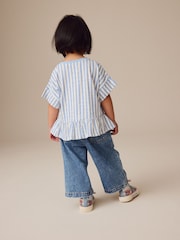 Blue Stripe 100% Cotton Short Sleeve Peplum T-Shirt (3mths-7yrs) - Image 3 of 9