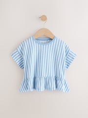 Blue Stripe 100% Cotton Short Sleeve Peplum T-Shirt (3mths-7yrs) - Image 5 of 9