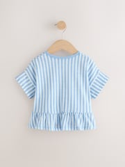 Blue Stripe 100% Cotton Short Sleeve Peplum T-Shirt (3mths-7yrs) - Image 6 of 9