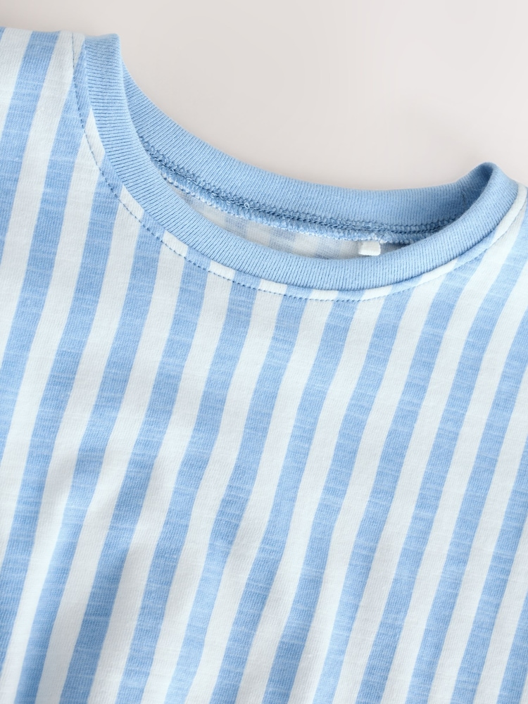 Blue Stripe 100% Cotton Short Sleeve Peplum T-Shirt (3mths-7yrs) - Image 7 of 9