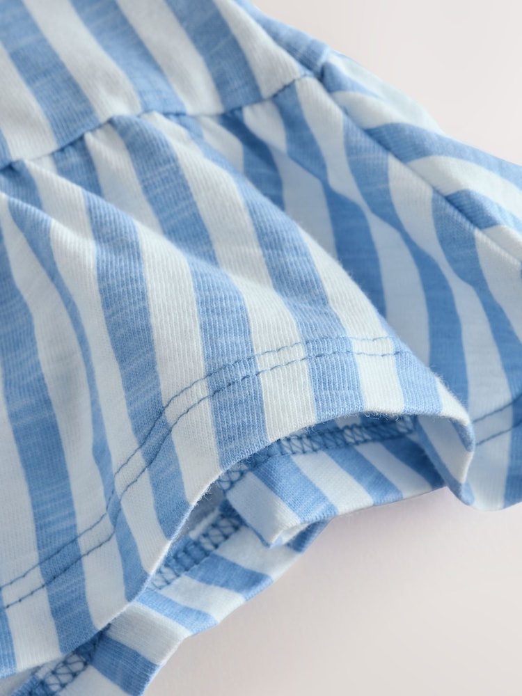 Blue Stripe 100% Cotton Short Sleeve Peplum T-Shirt (3mths-7yrs) - Image 8 of 9