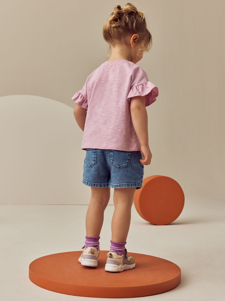 Pink Short Sleeve Butterfly Appliqué 100% Cotton T-Shirt (3mths-7yrs) - Image 3 of 4