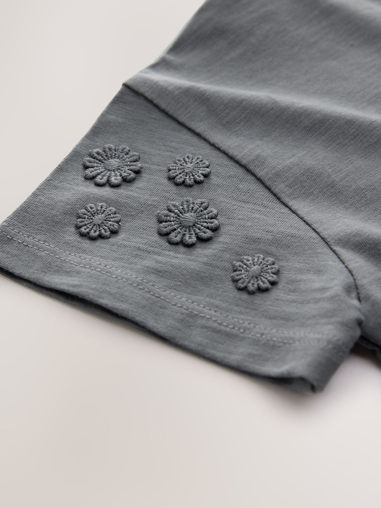 Charcoal Grey 100% Cotton Daisy Short Sleeve T-Shirt (3mths-7yrs) - Image 3 of 4