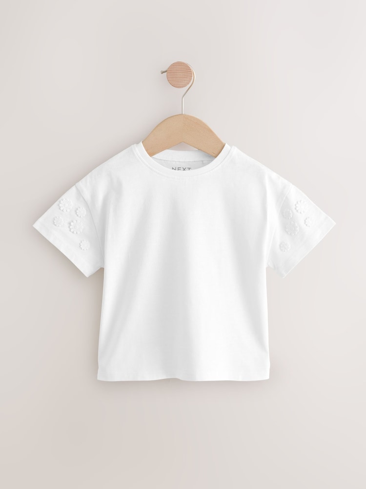Cream 100% Cotton Daisy Short Sleeve T-Shirt (3mths-7yrs) - Image 4 of 7