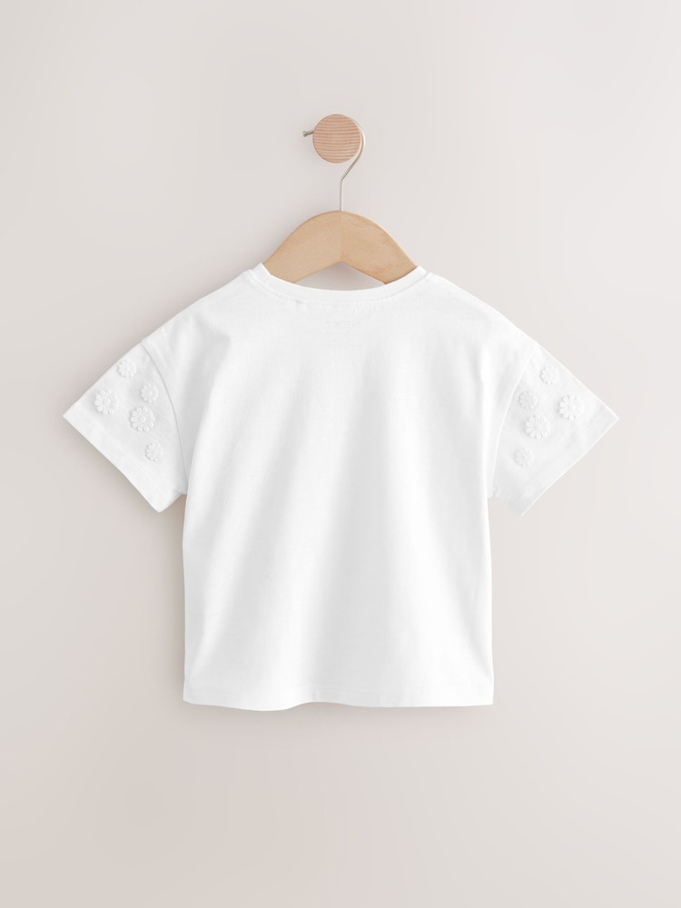 Cream 100% Cotton Daisy Short Sleeve T-Shirt (3mths-7yrs) - Image 5 of 7