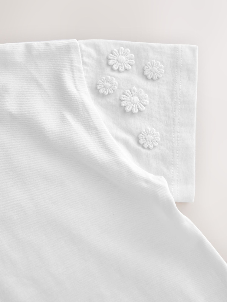 Cream 100% Cotton Daisy Short Sleeve T-Shirt (3mths-7yrs) - Image 7 of 7