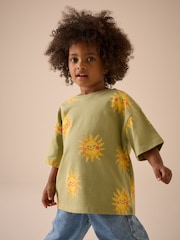 Green Sun Character Girls Short Sleeve 100% Cotton T-Shirt (3mths-7yrs) - Image 1 of 7
